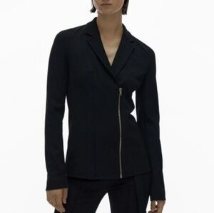 Helmut Lang Compact Rib Zip Blazer Jacket Black Size Medium